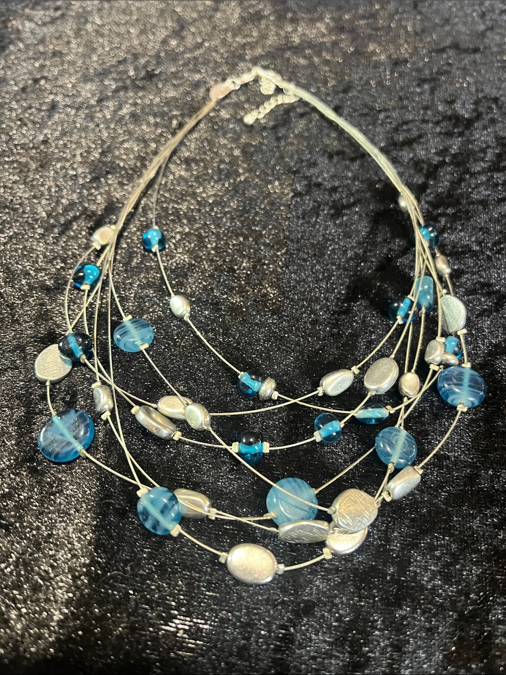 Lia Sophia “Caspian Sea” Blue Multi-Strand Beaded Necklace